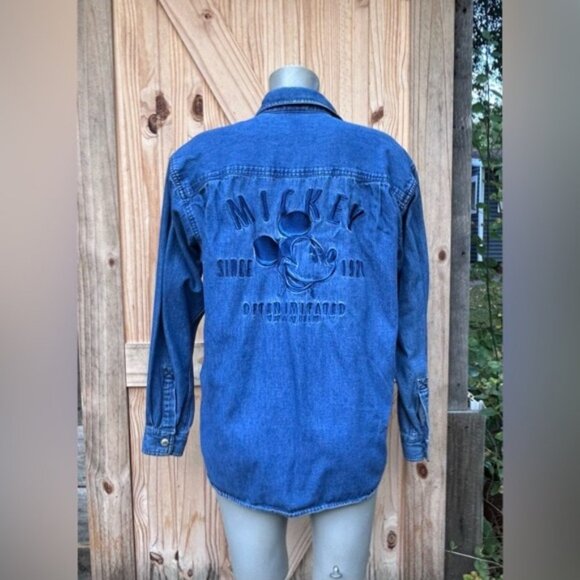 Vintage Disney Blue Denim Embroidered Button Down Shirt~M~ - Picture 5 of 7